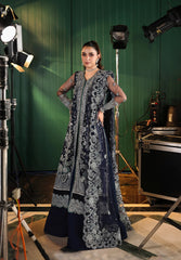 3-PC Unstitched Embroidered Organza Stardum Foirmals By Elaf Premium | ESH-06 SKYFALL