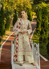 ELK-02B SWEET GREENS | 3Pc Unstitched Suit Lawn Collection Prints Chikankari By Elaf Premium