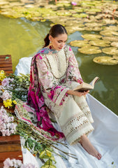 ELK-06B ROSES & WHITES | 3Pc Unstitched Suit Lawn Collection Prints Chikankari By Elaf Premium