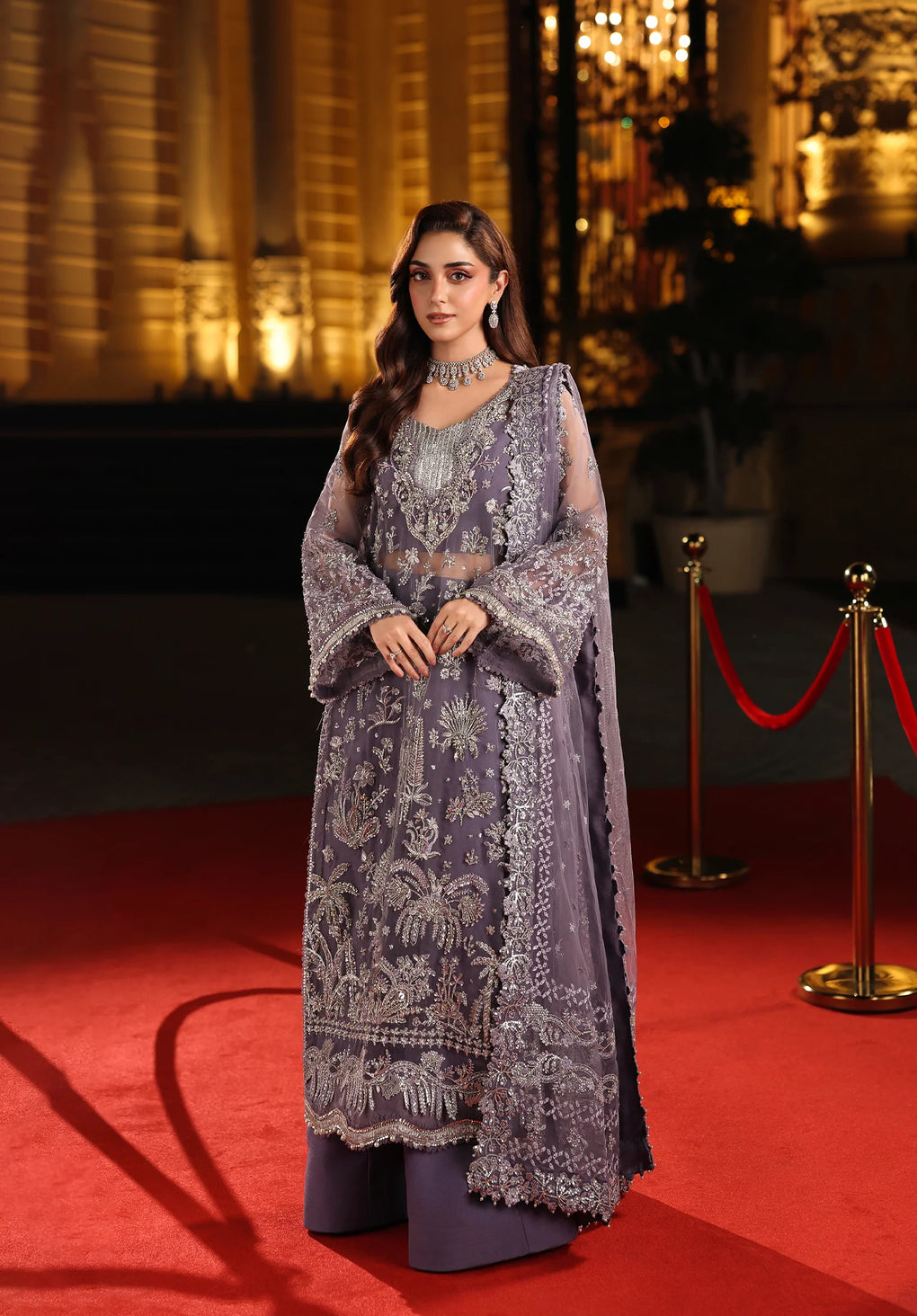 3-PC Unstitched Embroidered Organza Stardum Foirmals By Elaf Premium | ESH-04 MUSE