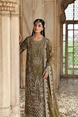 3-PC Unstitched Chffon Embroidered Romansiyyah By Emaan Adeel | OLIVEA