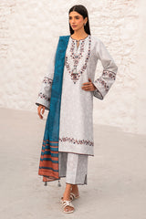 USE- 9119 | 3Pc Unstitched Suit Embroidered Lawn Summer Basic By Jazmin