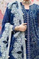 3Pc Suit – Embroidered Organza Unstitched with Cutwork Detail Mia By Nureh