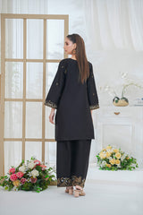 2-PC Stitched Cotton Embroidered Azlin By Guzel Fashoin | Noir