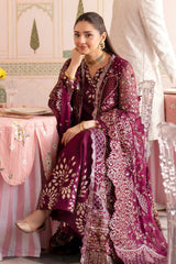 3Pc Suit – Embroidered Chiffon Unstitched with Applique Panels Nur By Nureh
