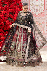 3Pc Suit – Embroidered Printed Raw Silk Unstitched with Net Panels Emara By Nureh