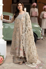 3Pc Suit – Embroidered Printed Chiffon Unstitched with Applique Work Izel By Nureh
