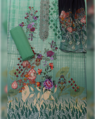 3-PC Unstitched Embroidered Neckline Lawn | E-04