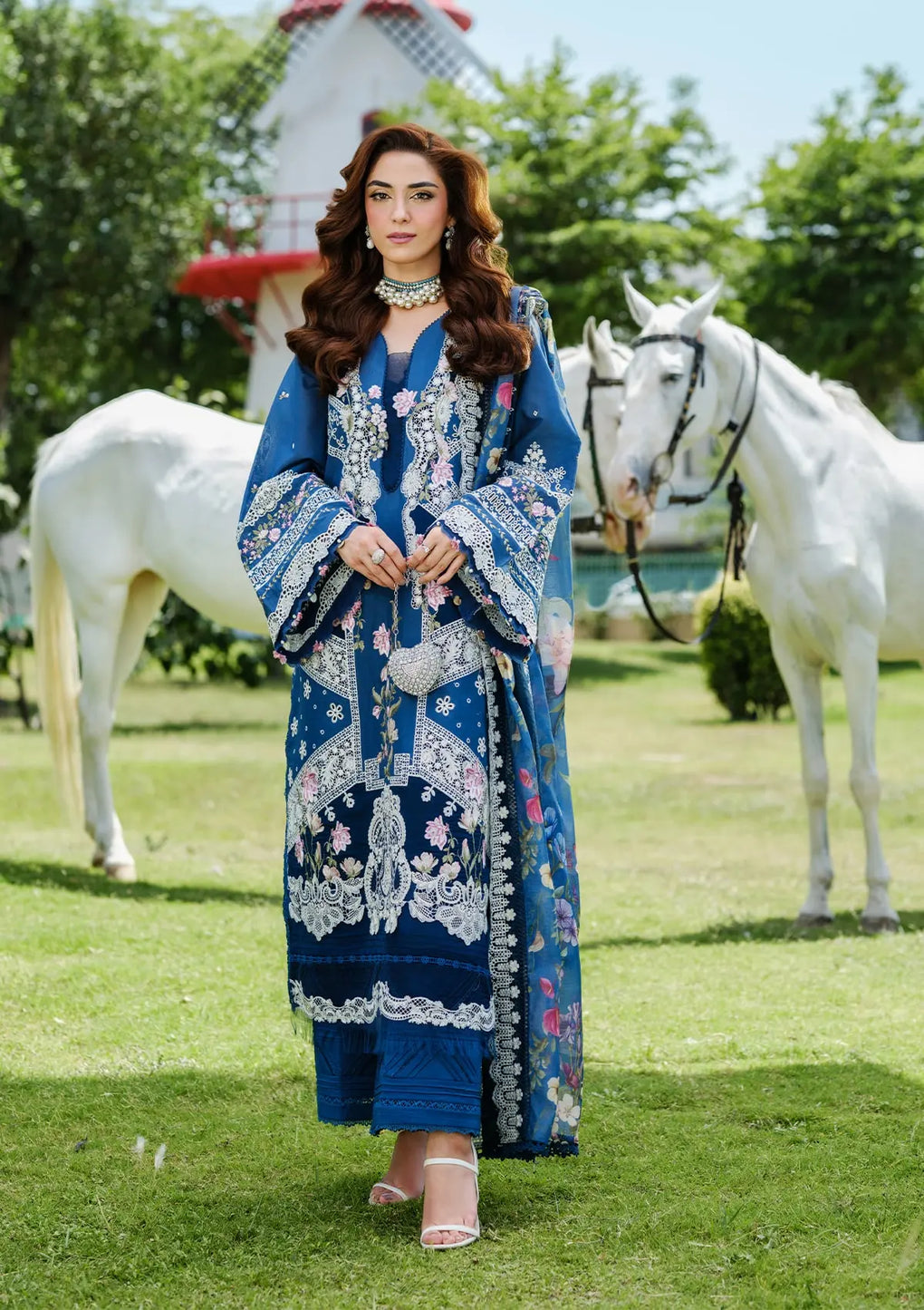 3-PC Unstitched Embordered Luxury Lawn By Elaf | ELH-2A ZIVA