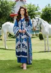 3-PC Unstitched Embordered Luxury Lawn By Elaf | ELH-2A ZIVA