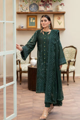 3-PC Unstitched Lawn Embroidered Shirt Crinkle Embroidered Dupatta Naqsh By Wania | WL-400y)