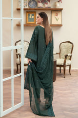3-PC Unstitched Lawn Embroidered Shirt Crinkle Embroidered Dupatta Naqsh By Wania | WL-400y)