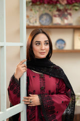 3-PC Unstitched Lawn Embroidered Shirt Crinkle Embroidered Dupatta Naqsh By Wania | WL-401