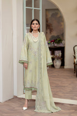 3-PC Unstitched Lawn Embroidered Shirt Crinkle Embroidered Dupatta Naqsh By Wania | WL-402