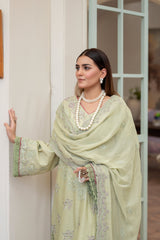 3-PC Unstitched Lawn Embroidered Shirt Crinkle Embroidered Dupatta Naqsh By Wania | WL-402