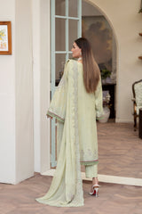 3-PC Unstitched Lawn Embroidered Shirt Crinkle Embroidered Dupatta Naqsh By Wania | WL-402