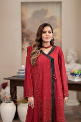 3-PC Unstitched Lawn Embroidered Crinkle Embroidered Dupatta Andaz By Wania | WL-403