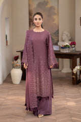 3-PC Unstitched Lawn Embroidered Crinkle Embroidered Dupatta Andaz By Wania | WL-406