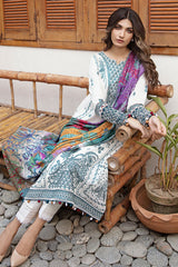 Jazmin Iris Embroidered Fine Slub Unstitched 3 Piece Suit D-02