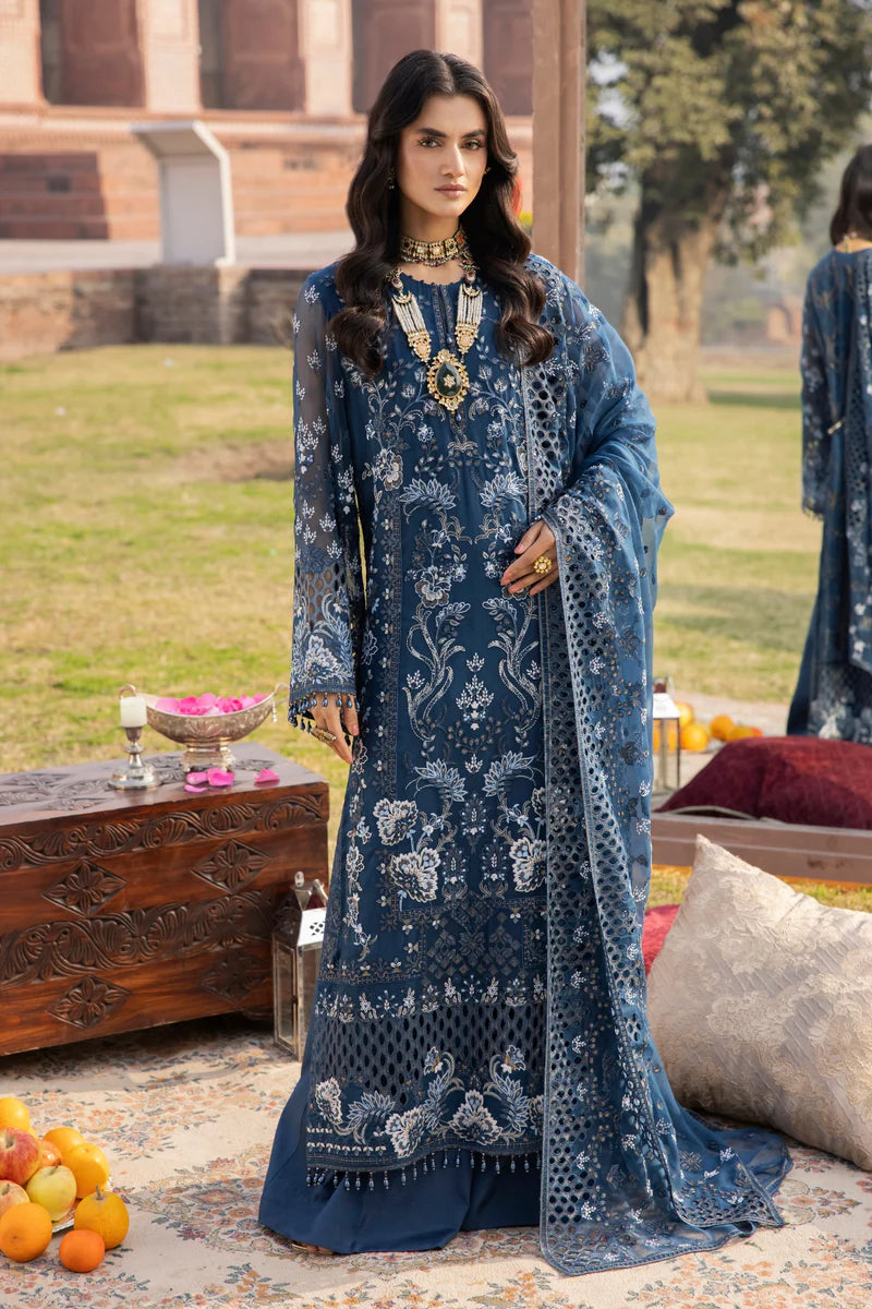 D-03 Arsenic | 3PC Unstitched Suit Luxury Chiffon Dilkash By Lavish Premium