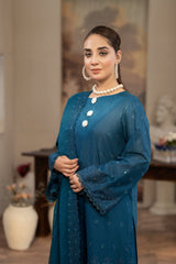 3-PC Unstitched Lawn Embroidered Crinkle Embroidered Dupatta Andaz By Wania | WL-410