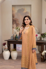 3-PC Unstitched Lawn Embroidered Crinkle Embroidered Dupatta Andaz By Wania | WL-411