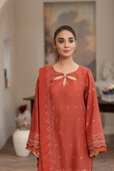 3-PC Unstitched Lawn Embroidered Crinkle Embroidered Dupatta Andaz By Wania |  WL-412