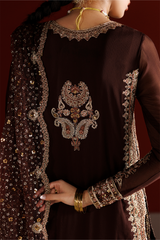 3Pc Embroidered Chiffon Unstitched Suit By Iznik