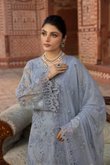 D-10 Blue Haze | 3PC Unstitched Suit Luxury Chiffon Dilkash By Lavish Premium