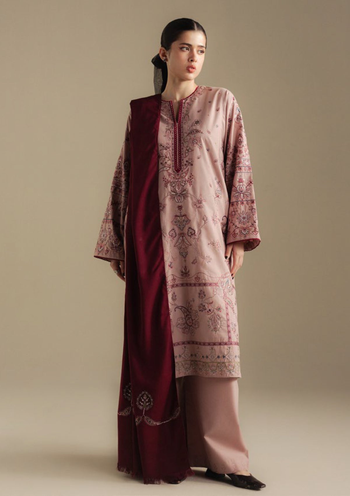 3-PC Unstitched Embroidered Plain Khaddar Coco By Zara Shahjahan | BLOOM-6A