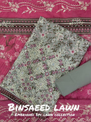 3-PC Unstitched Embroidered Lawn By Bin Saeed | BS-9