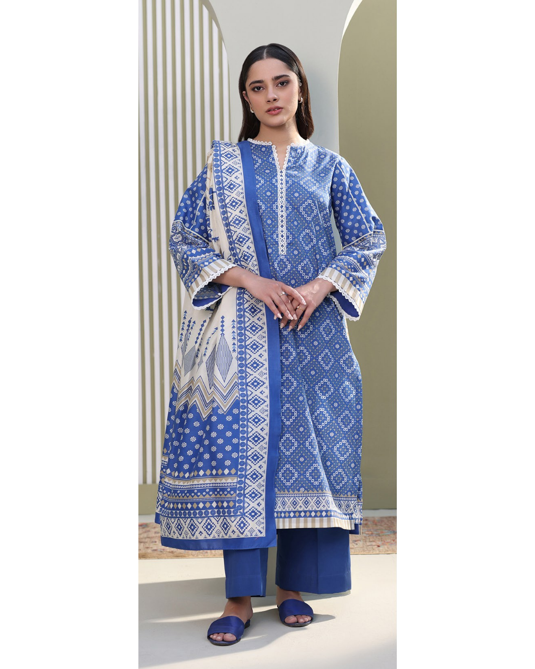 3-PC unstitched Printed Lawn By Zellbury | 0389