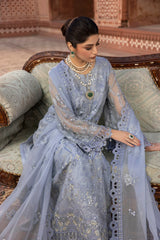 D-10 Blue Haze | 3PC Unstitched Suit Luxury Chiffon Dilkash By Lavish Premium