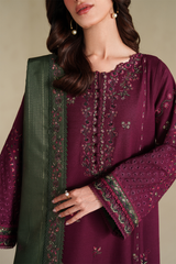 3-PC Unstitched Embroidered Slub Khaddar By Iznik | UE-579