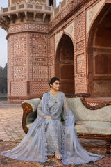 D-10 Blue Haze | 3PC Unstitched Suit Luxury Chiffon Dilkash By Lavish Premium