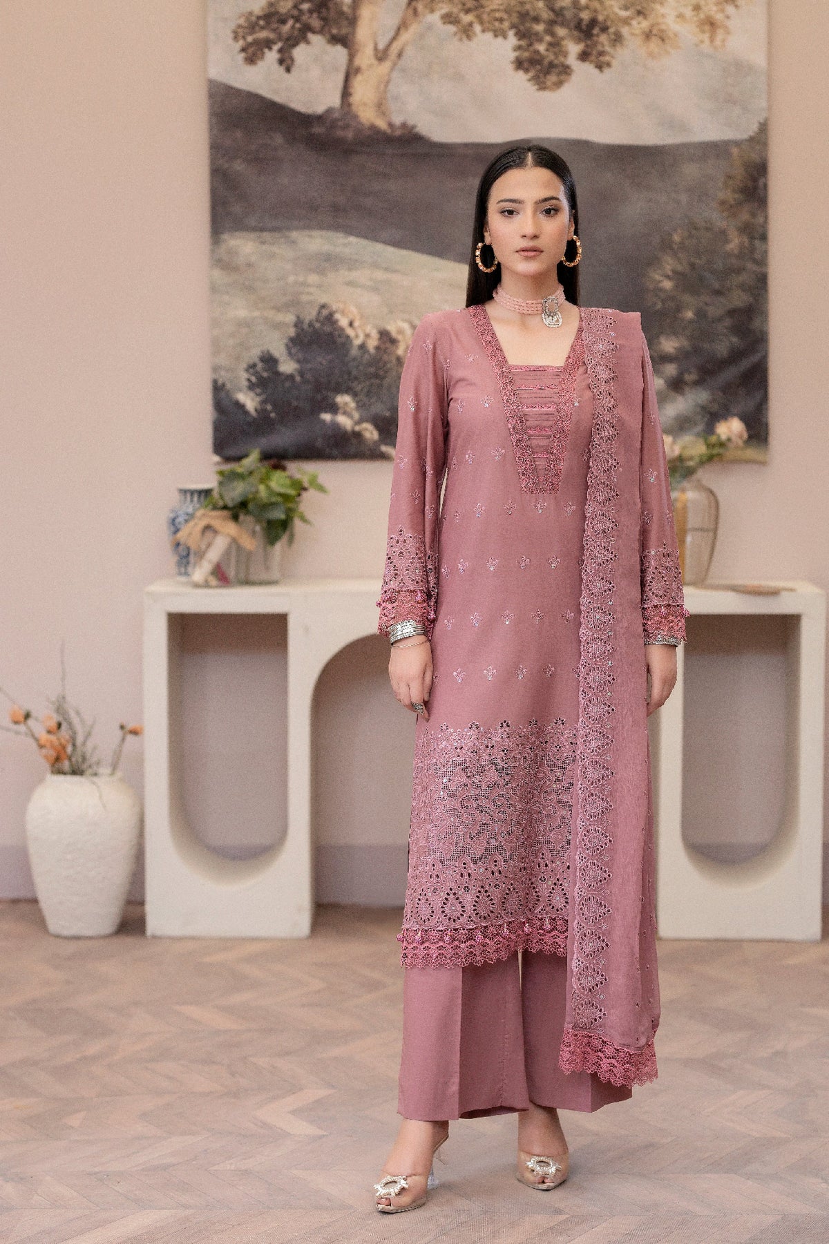 3-PC Unstitched Lawn Embroidered Shirt Crinkle Embroidered Dupatta By Wania | WL-446