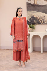 3-PC Unstitched Lawn Embroidered Shirt Crinkle Embroidered Dupatta By Wania | WL-447