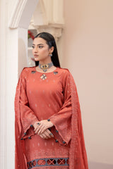 3-PC Unstitched Lawn Embroidered Shirt Crinkle Embroidered Dupatta By Wania | WL-447