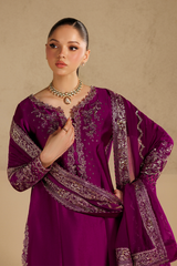 3Pc Suit – Embroidered Sheesha Silk Unstitched with Chiffon Dupatta By Iznik