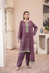 3-PC Unstitched Lawn Embroidered Shirt Crinkle Embroidered Dupatta By Wania | WL-451