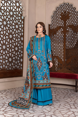 3-PC Unstitched Airjet Printed Lawn Bamber Crinkle Dupatta Rang e Bahar By Wania | WL-453