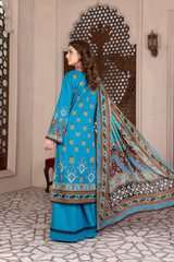 3-PC Unstitched Airjet Printed Lawn Bamber Crinkle Dupatta Rang e Bahar By Wania | WL-453