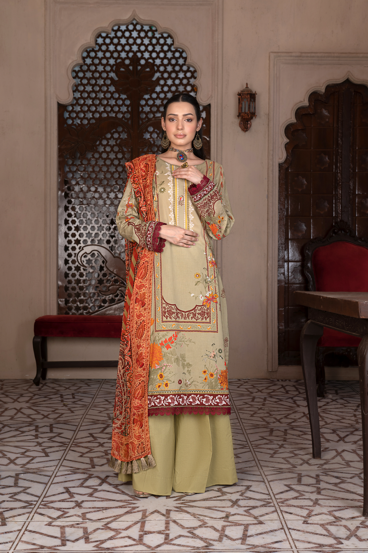 3-PC Unstitched Airjet Printed Lawn Bamber Crinkle Dupatta Rang e Bahar By Wania | WL-455
