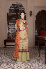 3-PC Unstitched Airjet Printed Lawn Bamber Crinkle Dupatta Rang e Bahar By Wania | WL-455