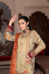 3-PC Unstitched Airjet Printed Lawn Bamber Crinkle Dupatta Rang e Bahar By Wania | WL-455