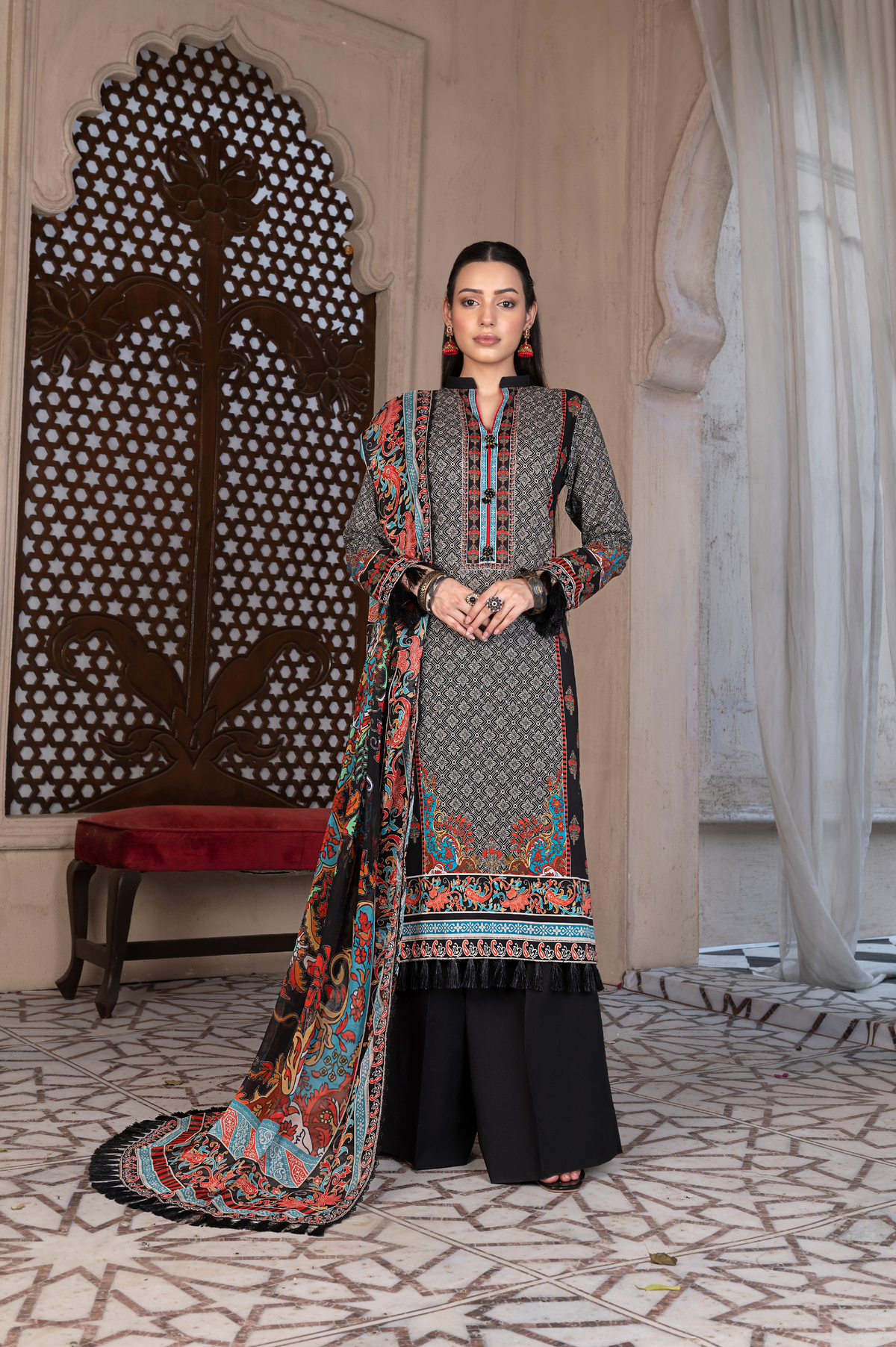 3-PC Unstitched Airjet Printed Lawn Bamber Crinkle Dupatta Rang e Bahar By Wania | WL-457