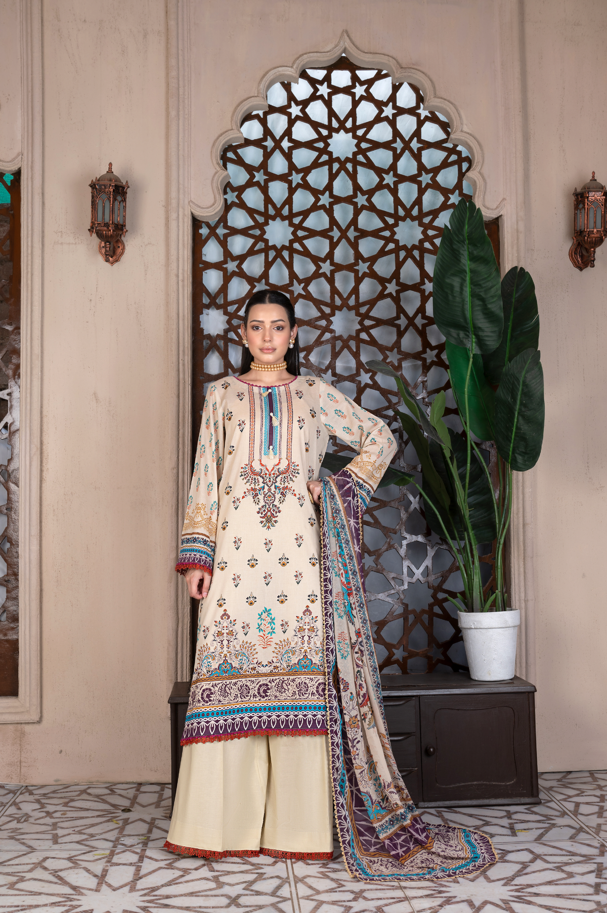 3-PC Unstitched Airjet Printed Lawn Bamber Crinkle Dupatta Rang e Bahar By Wania | WL-459