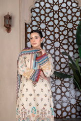 3-PC Unstitched Airjet Printed Lawn Bamber Crinkle Dupatta Rang e Bahar By Wania | WL-459