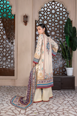 3-PC Unstitched Airjet Printed Lawn Bamber Crinkle Dupatta Rang e Bahar By Wania | WL-459