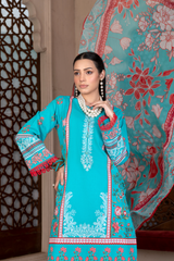 3-PC Unstitched Airjet Printed Lawn Bamber Crinkle Dupatta Rang e Bahar By Wania | WL-460